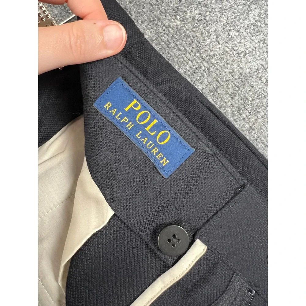 Polo Ralph Lauren Mens 30/30 Wool Blend Cuffed Dress Pants Navy Blue Flat Front - Picture 3 of 8